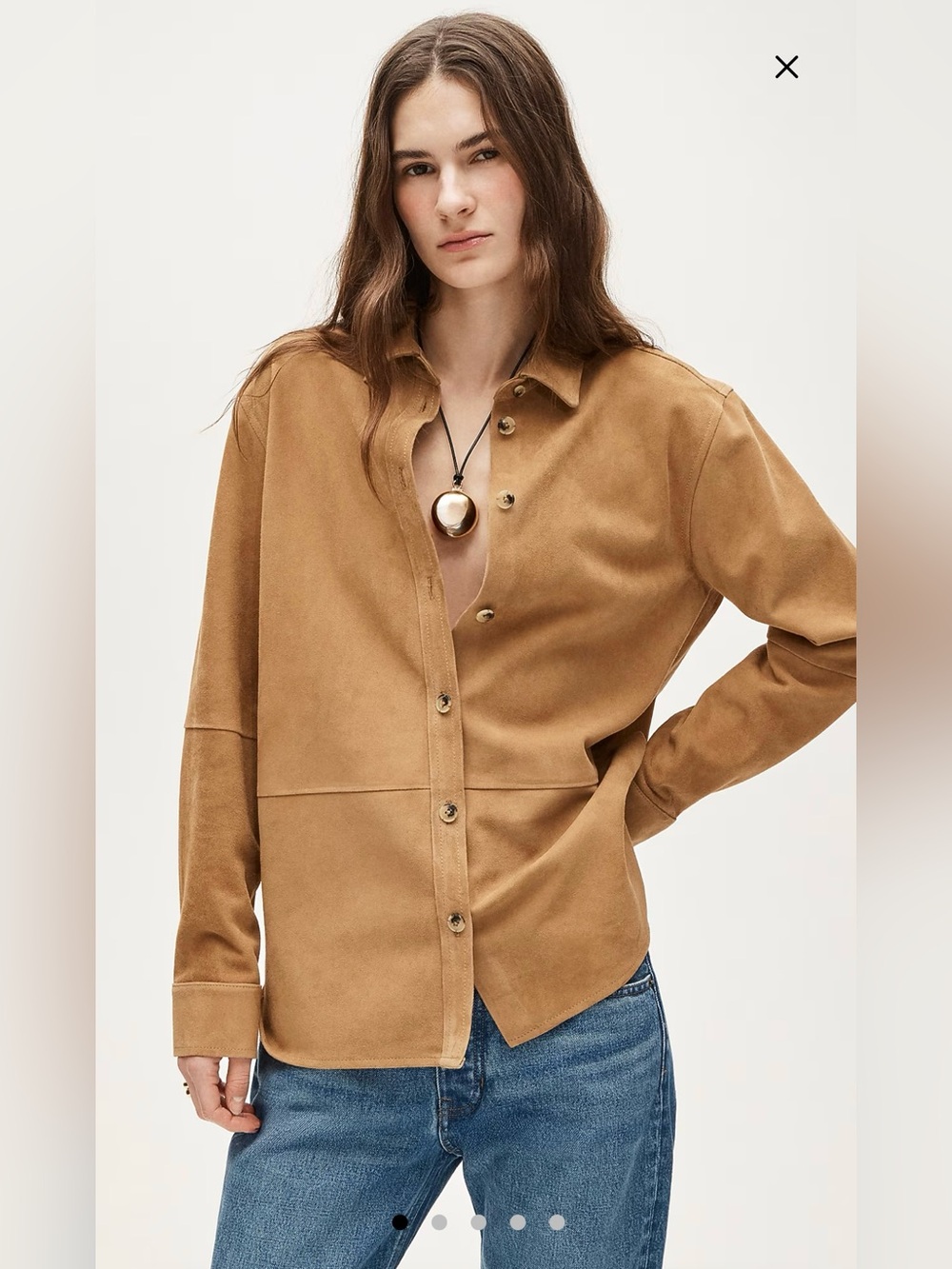 Madewell Oversized suede shirt in Cargo Camel‎ Size 4 NWD $550 CS921